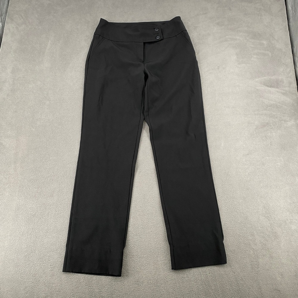 Klassy Collection Black Straight Leg Dress Pants Double Button Waist Size 9/10